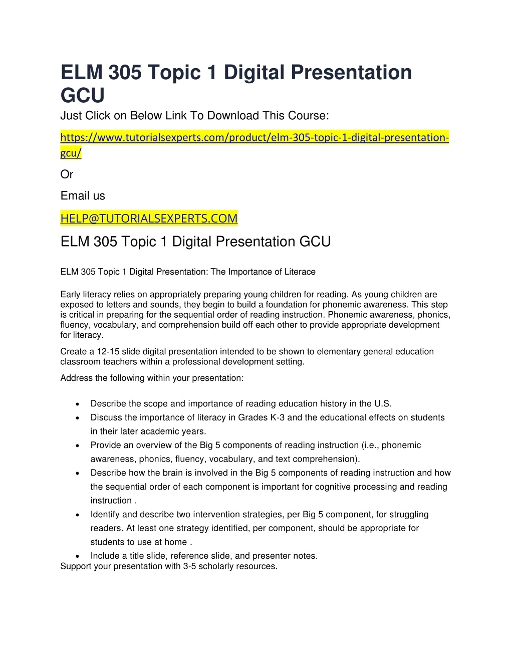 elm 305 topic 1 digital presentation gcu just