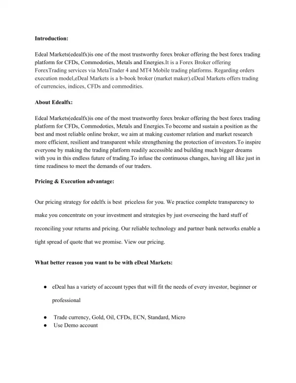 introduction edeal markets edealfx
