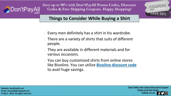 Today's Top Clothing Bivolino Discount Code and Promo Coupons