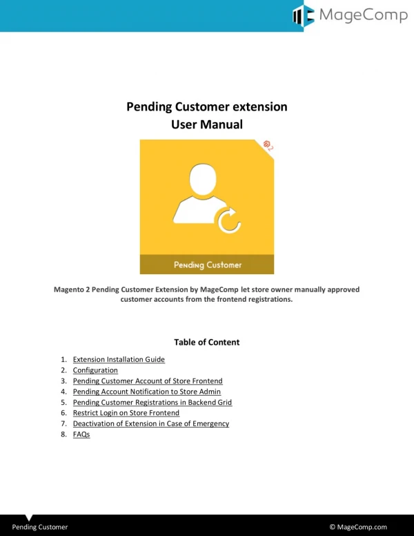 pending customer extension user manual