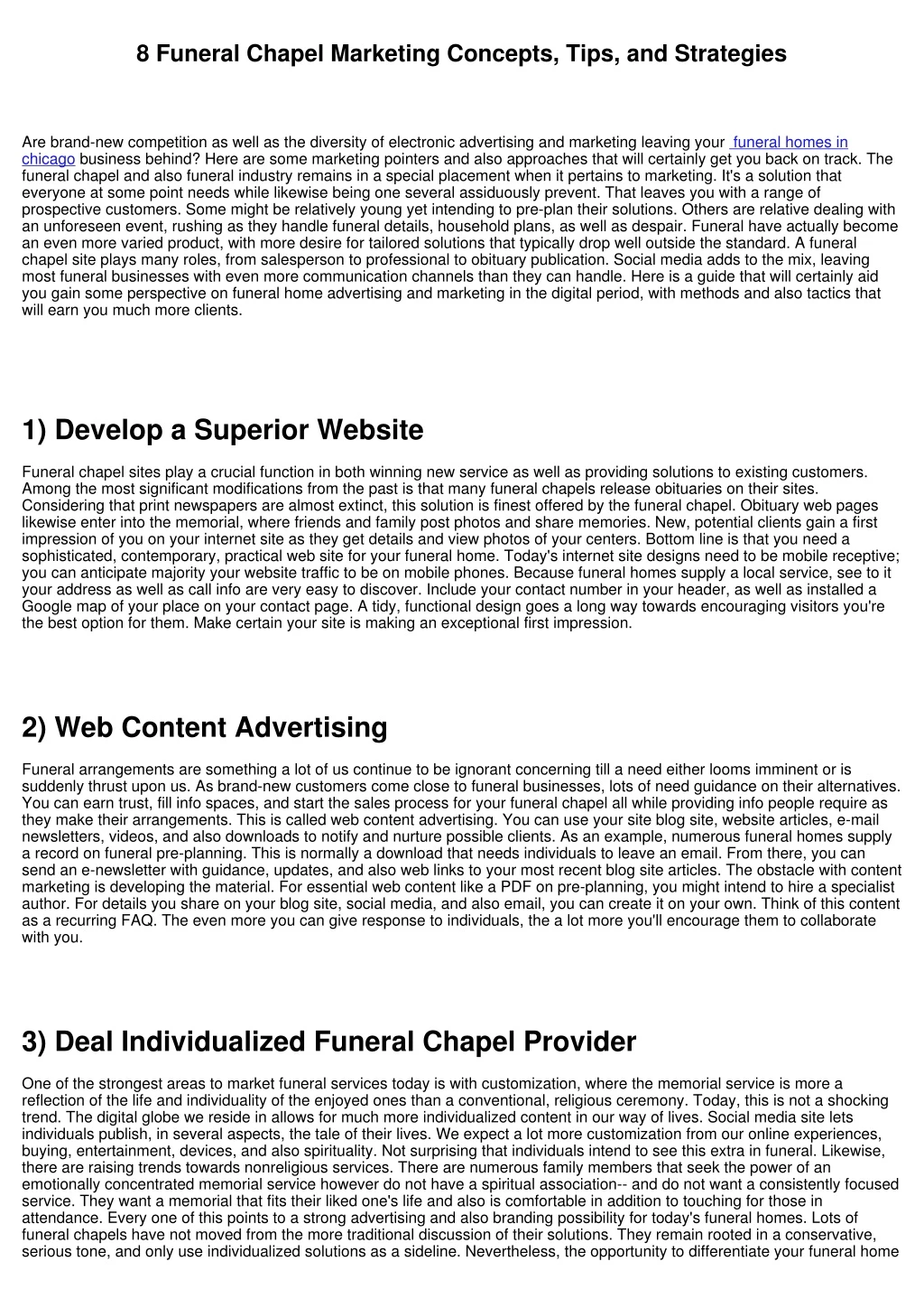 8 funeral chapel marketing concepts tips