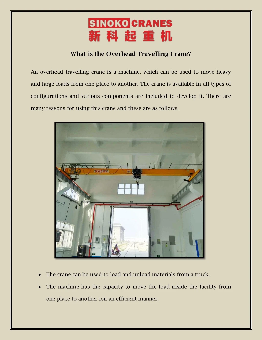 what is the overhead travelling crane