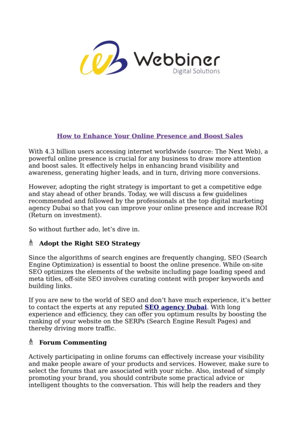 how to enhance your online presence and boost