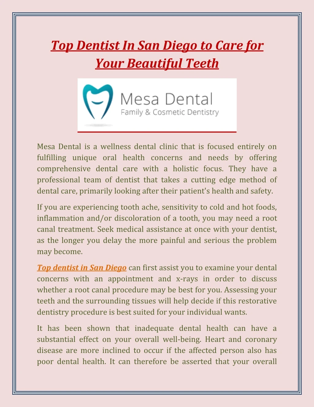 top dentist in san diego to care for your