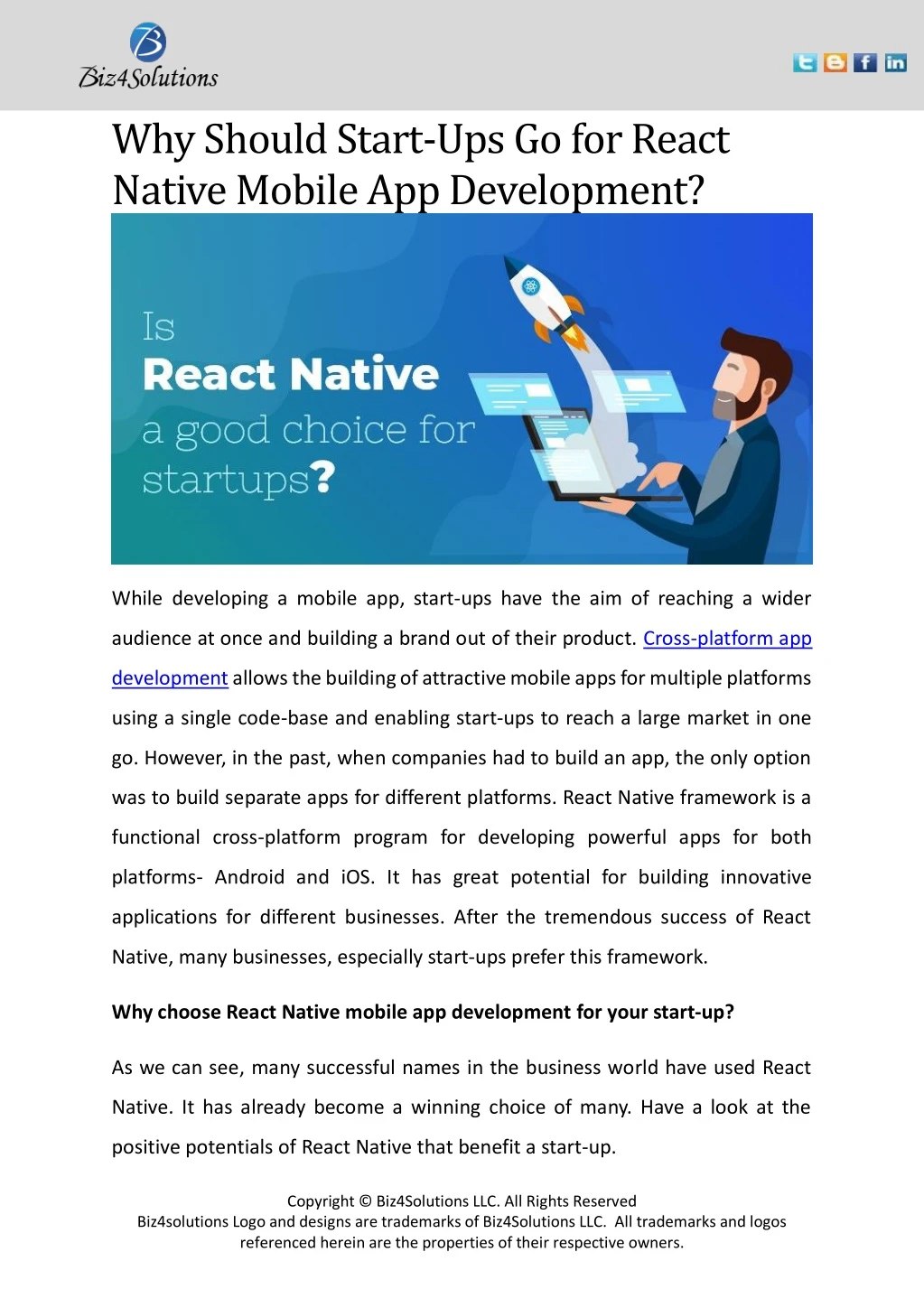 why should start ups go for react native mobile
