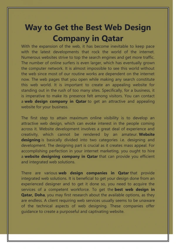 Way to Get the Best Web Design Company in Qatar