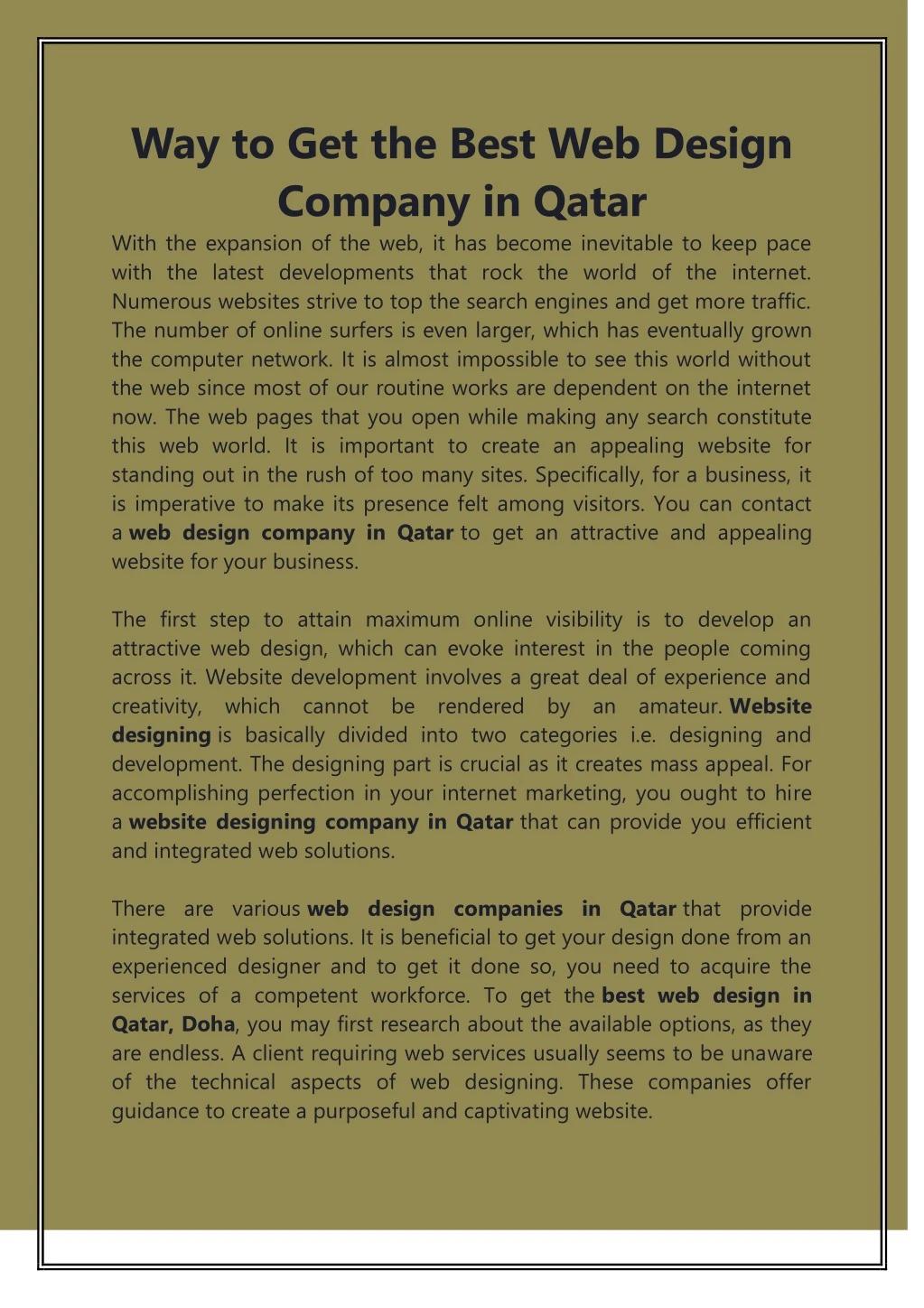 way to get the best web design company in qatar