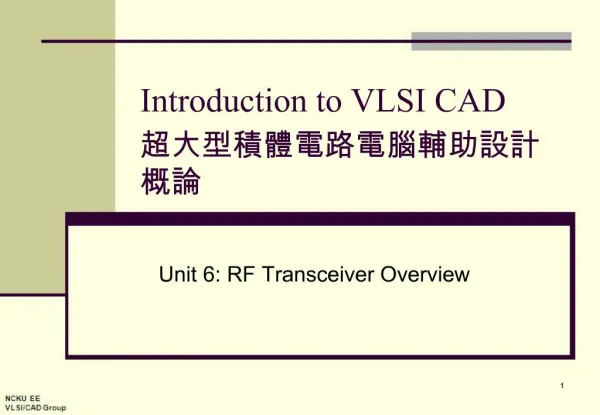 Introduction to VLSI CAD