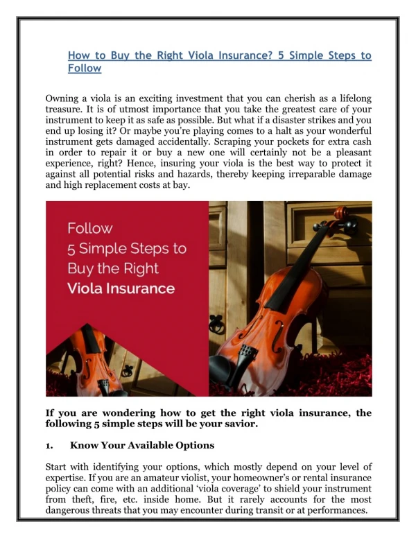 how to buy the right viola insurance 5 simple