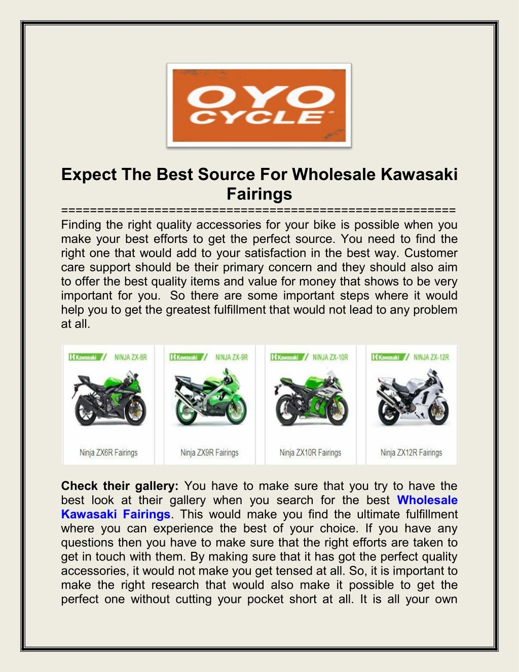 expect the best source for wholesale kawasaki