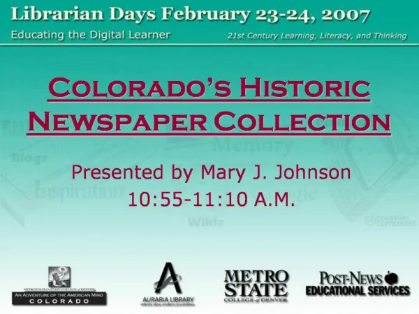 Colorado s Historic Newspaper Collection