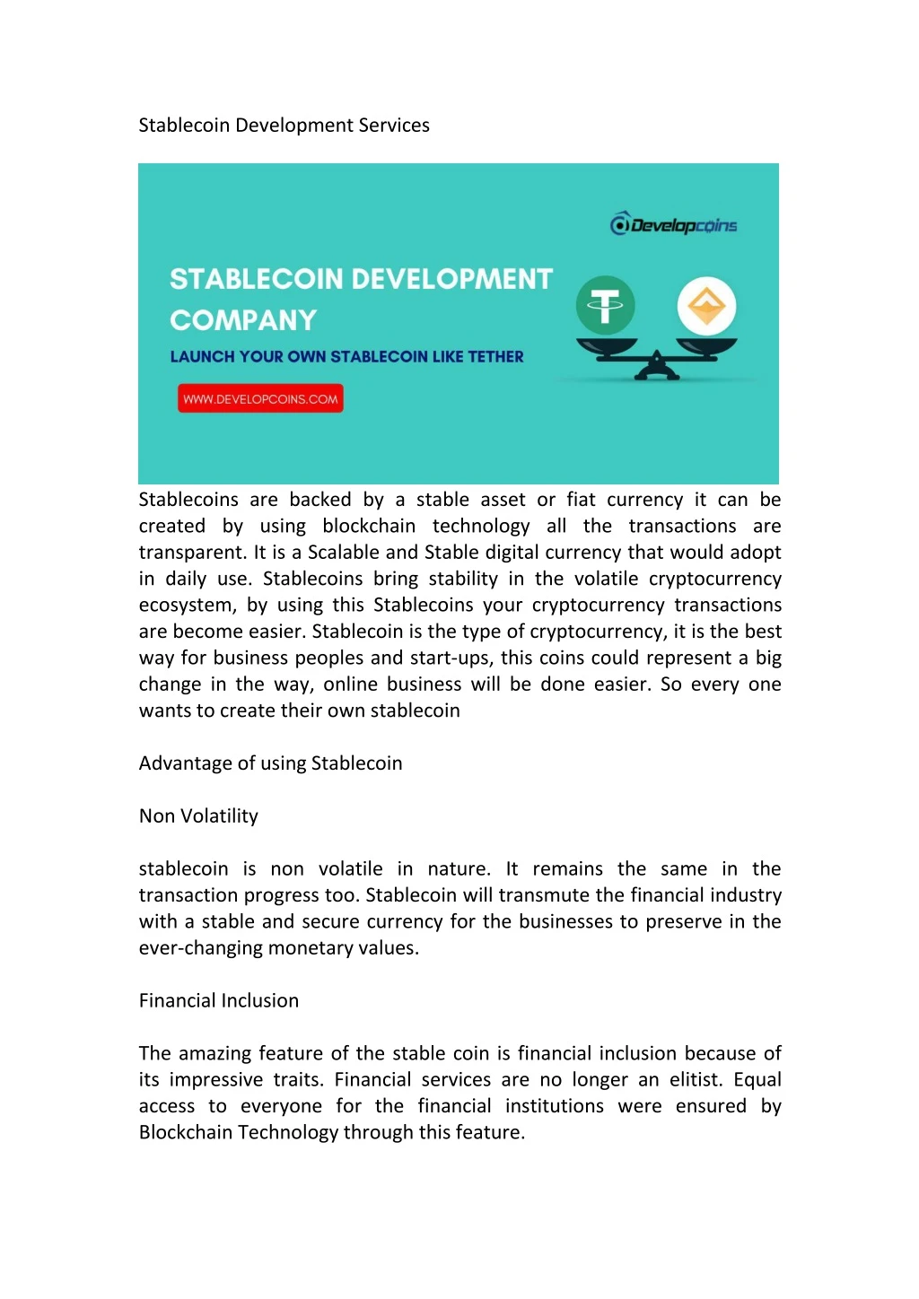 stablecoin development services