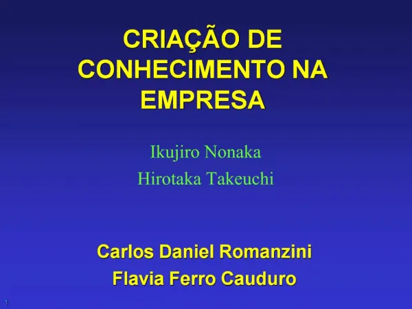 CRIA O DE CONHECIMENTO NA EMPRESA