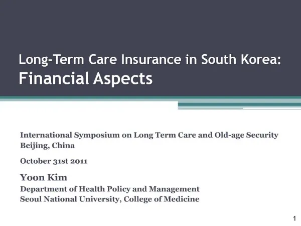 Long-Term Care Insurance in South Korea: Financial Aspects