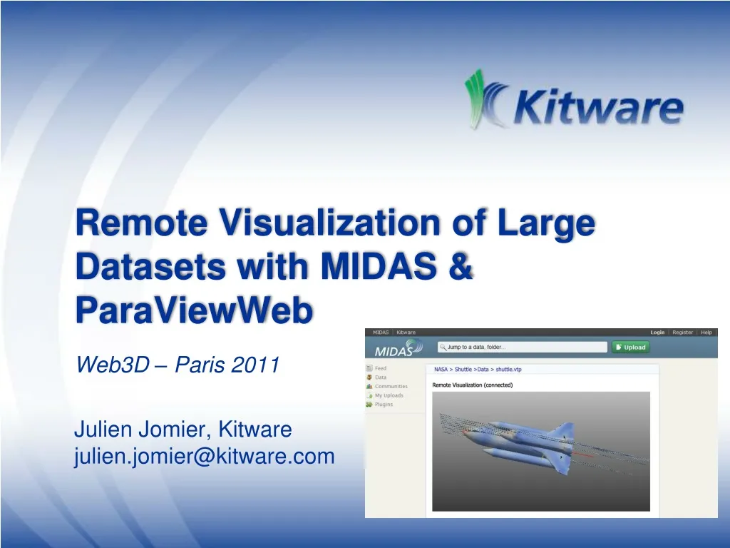 remote visualization of large datasets with midas paraviewweb