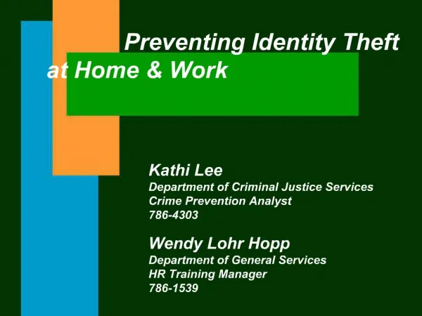 Preventing Identity Theft at Home Work