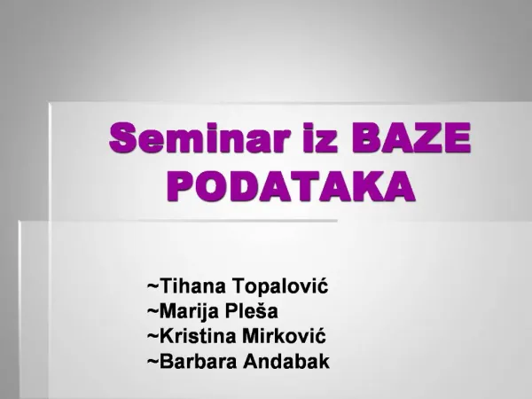 Seminar iz BAZE PODATAKA