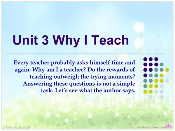 Unit 3 Why I Teach