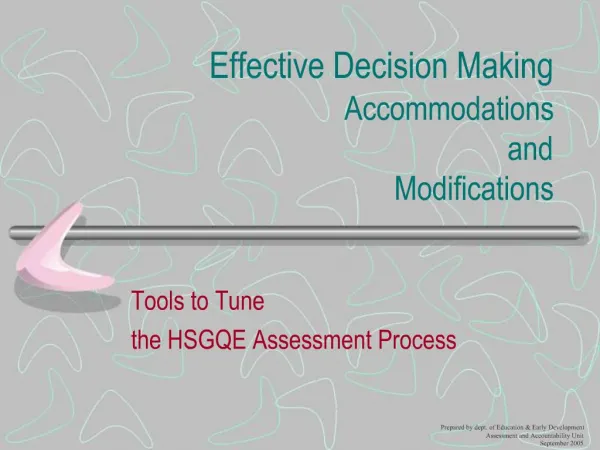 Effective Decision Making Accommodations and Modifications