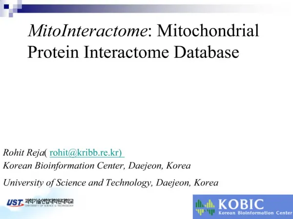 MitoInteractome : Mitochondrial Protein Interactome Database