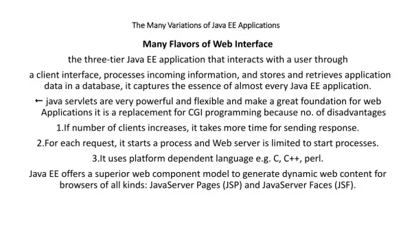 The Many Variations of Java EE Applications