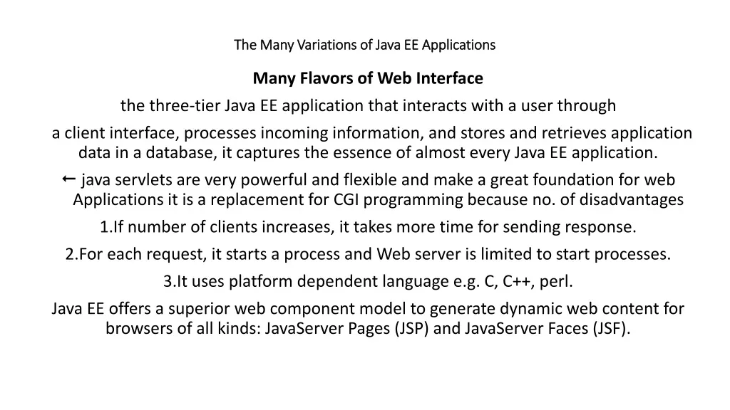 the many variations of java ee applications