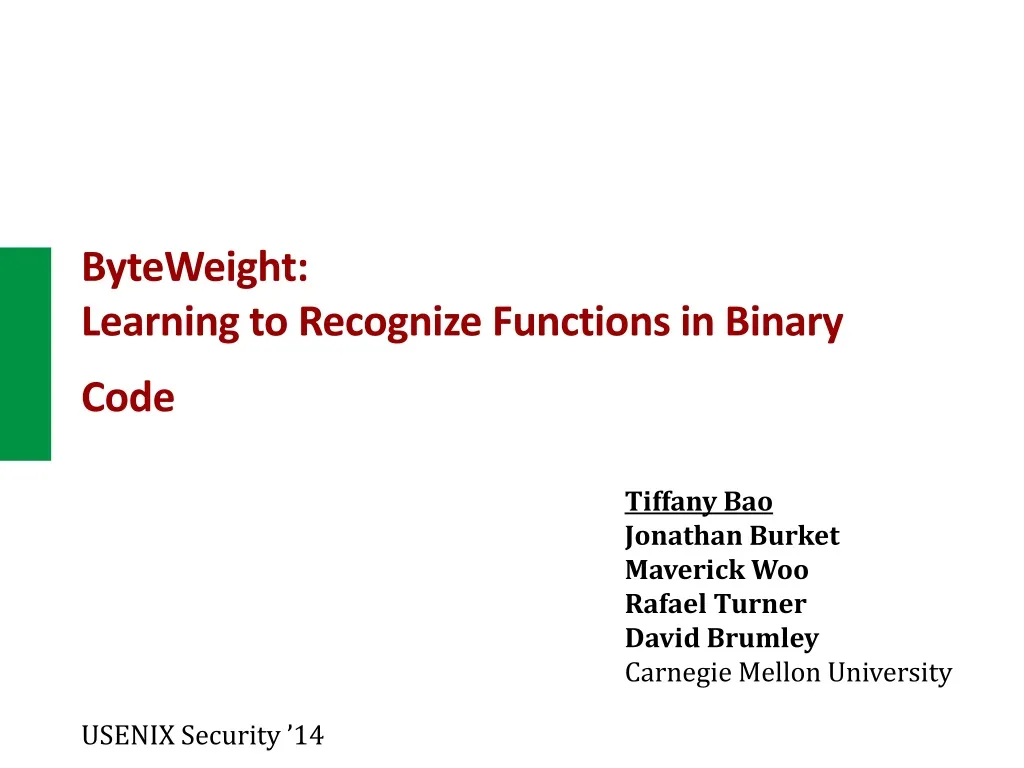 byteweight learning to recognize functions in binary code
