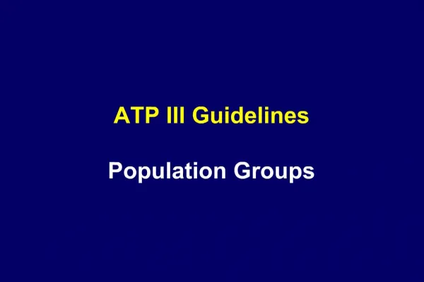 ATP III Guidelines Population Groups