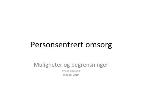 Personsentrert omsorg