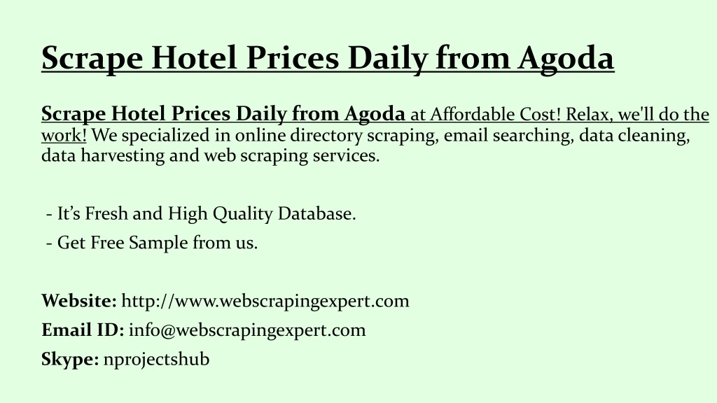 scrape hotel prices daily from agoda