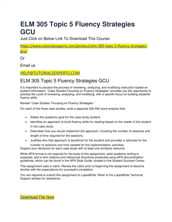 elm 305 topic 5 fluency strategies gcu just click