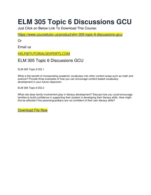 elm 305 topic 6 discussions gcu just click