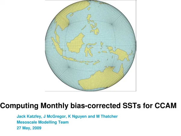 Computing Monthly bias-corrected SSTs for CCAM