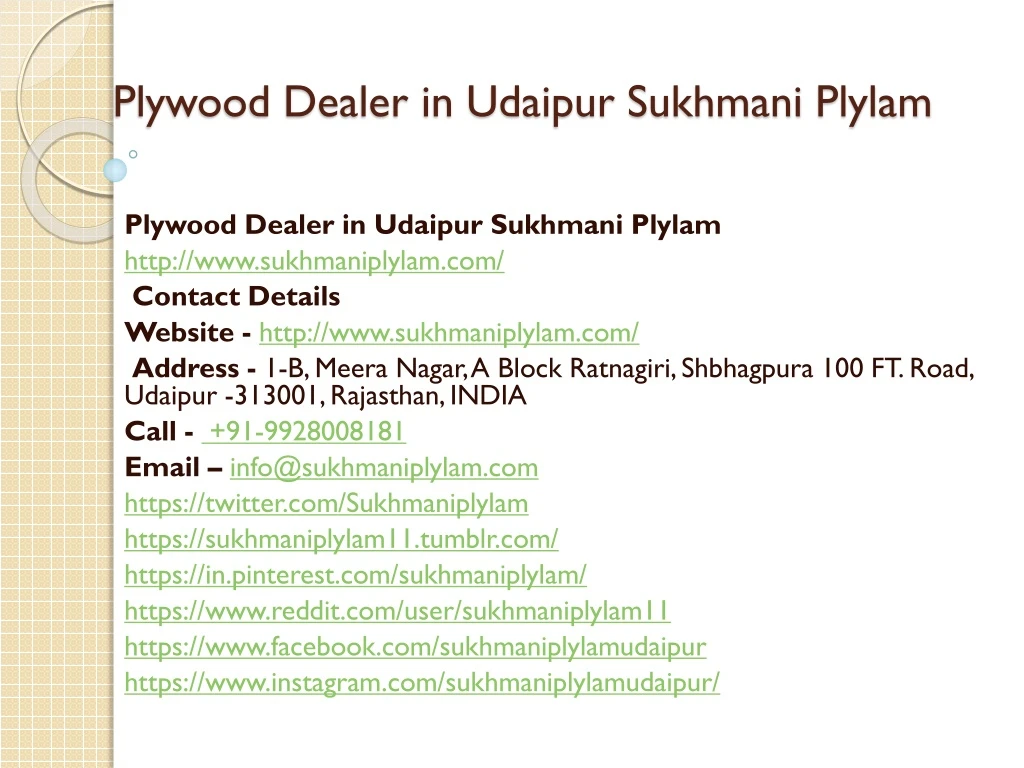 plywood dealer in udaipur sukhmani plylam
