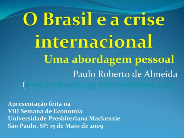 O Brasil e a crise internacional