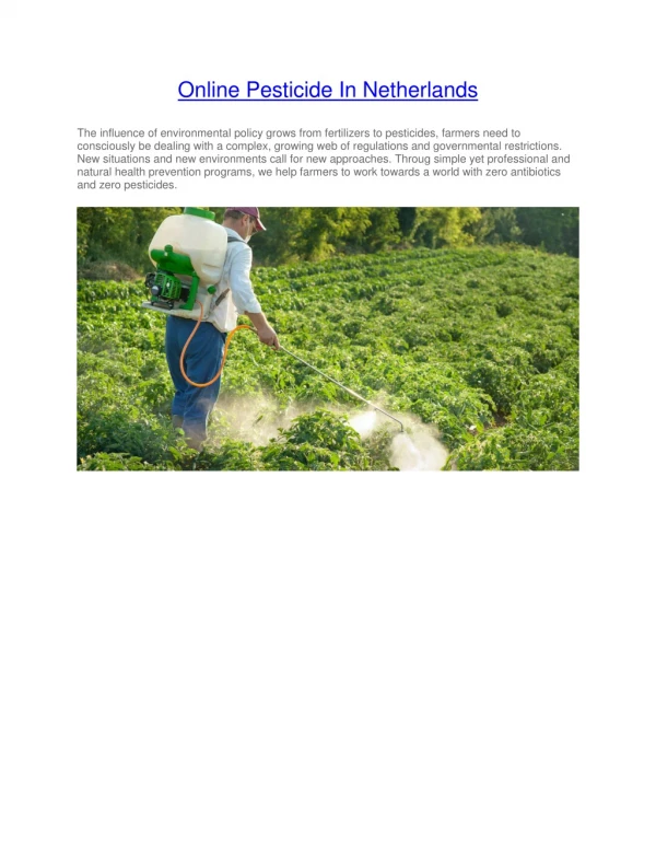 Online Pesticide In Netherlands