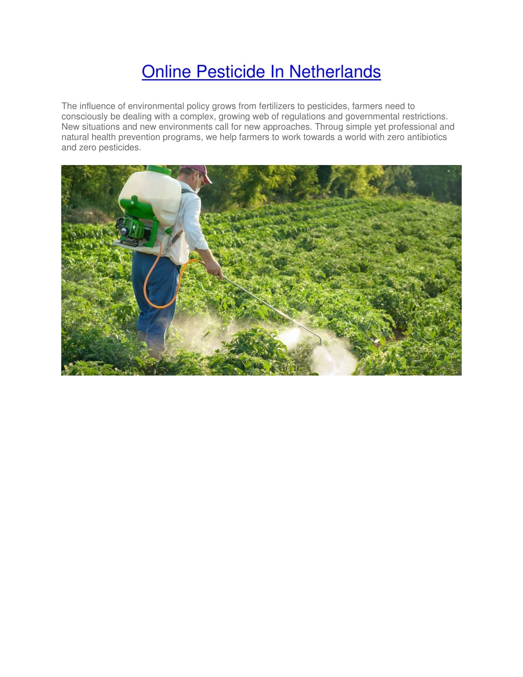 online pesticide in netherlands the influence