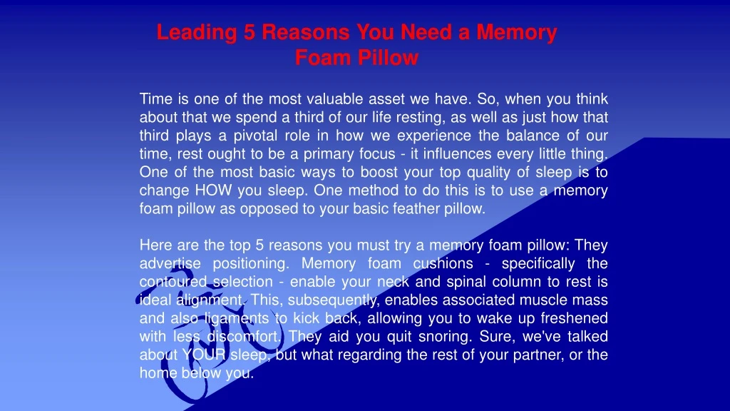 leading 5 reasons you need a memory foam pillow