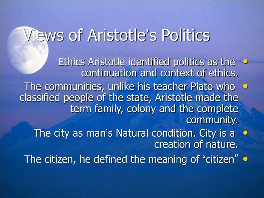 views of aristotle s politics