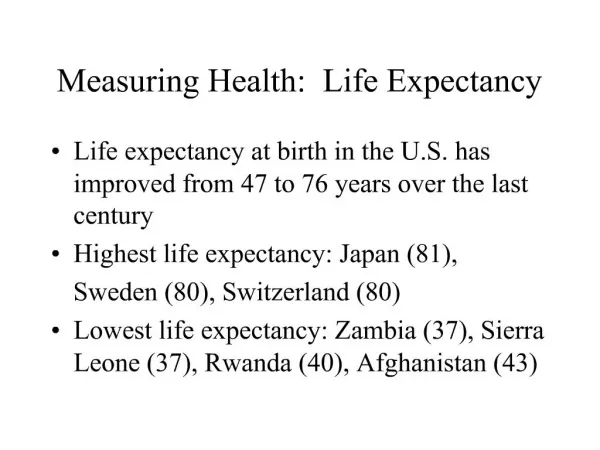Measuring Health: Life Expectancy