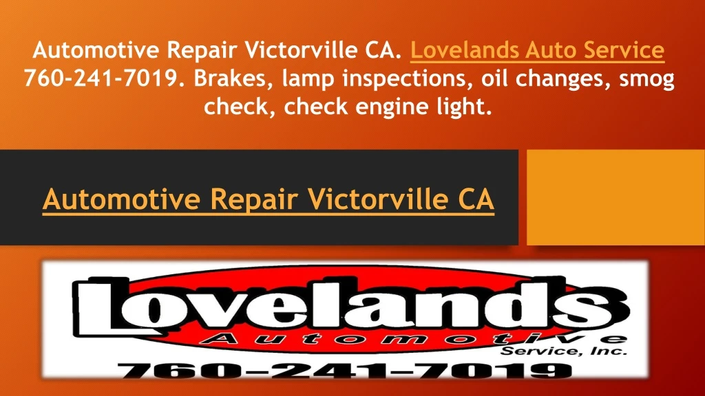 automotive repair victorville ca lovelands auto