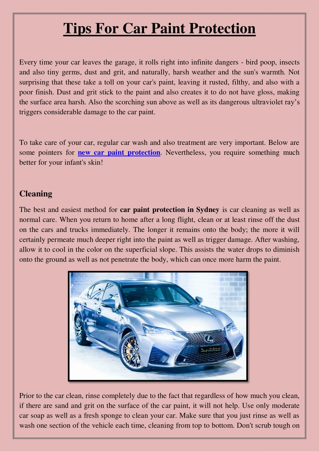 tips for car paint protection