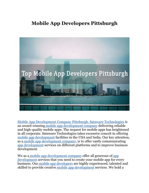 mobile app developers pittsburgh