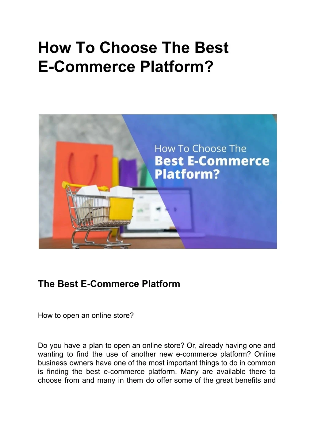 how to choose the best e commerce platform