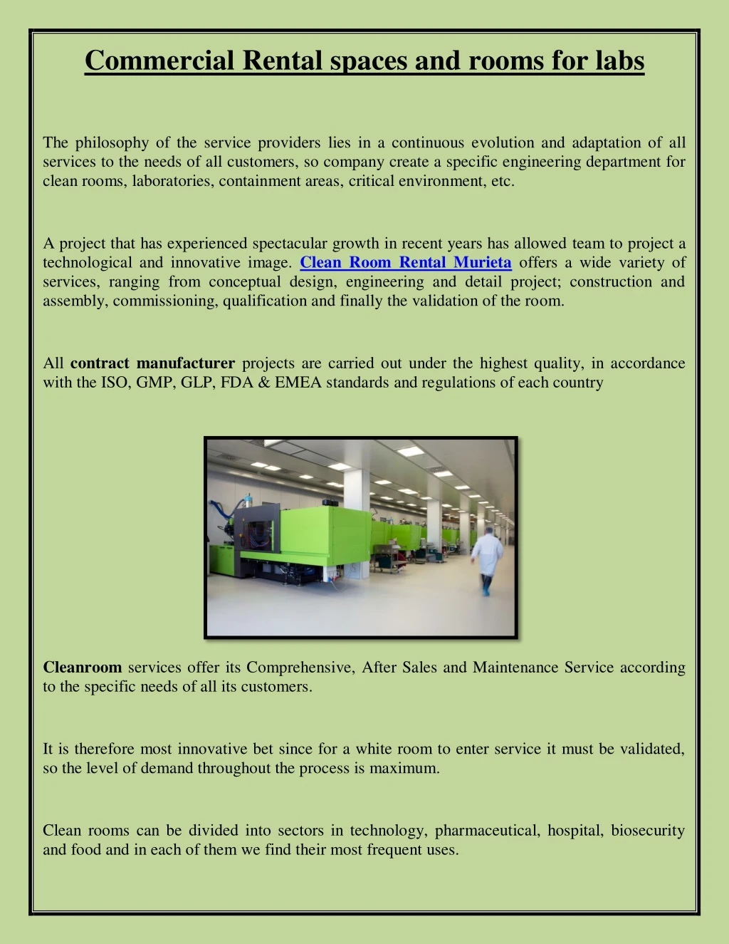 commercial rental spaces and rooms for labs