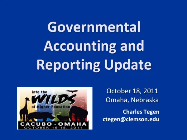 Governmental Accounting and Reporting Update
