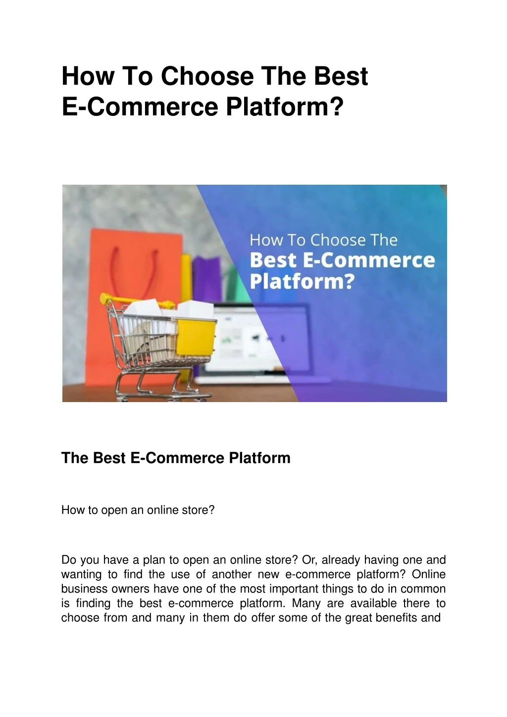 how to choose the best e commerce platform