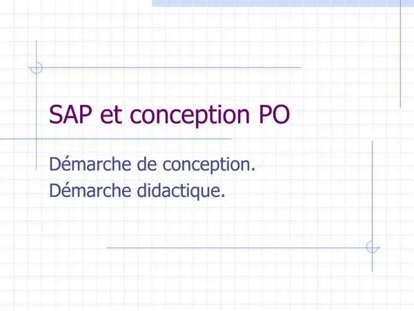 SAP et conception PO
