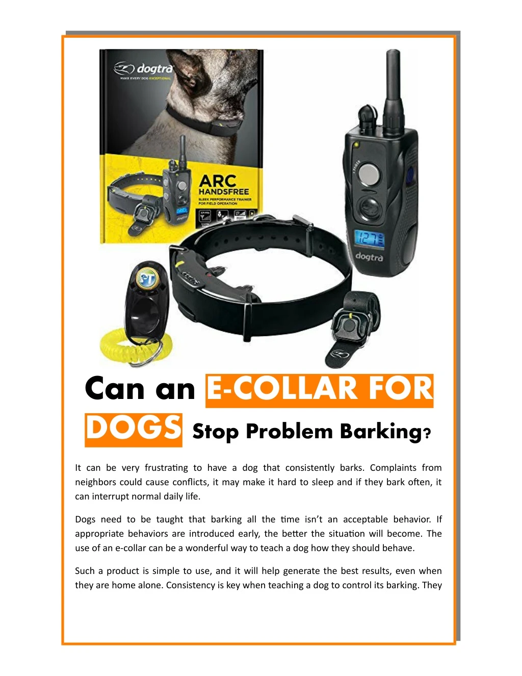 can an e collar for dogs stop problem barking