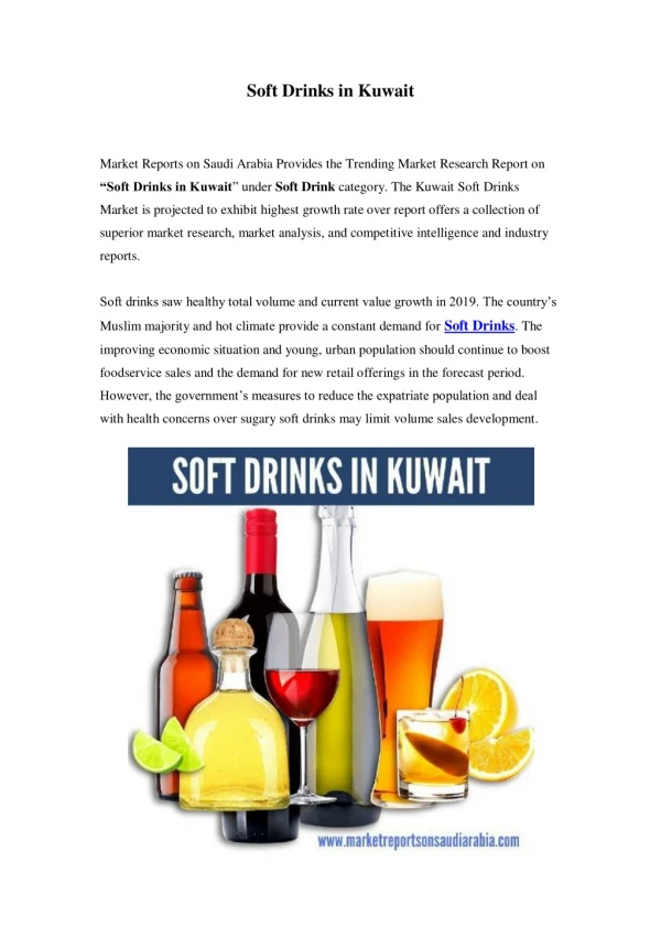 Kuwait Soft Drinks Market: Growth, Opportunity and Forecast Till 2023